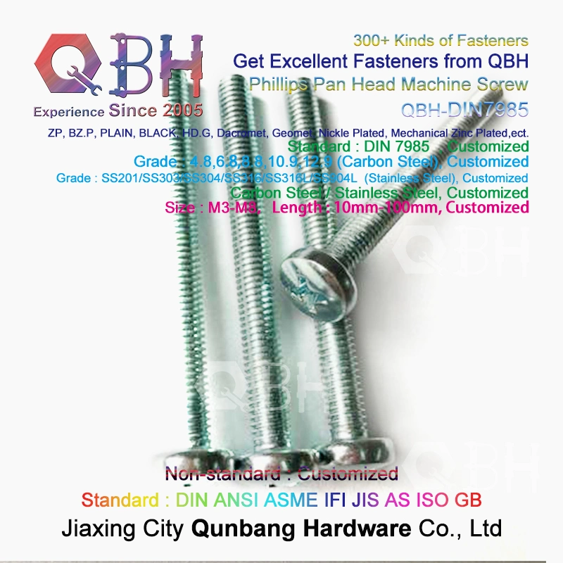 Qbh Customized Cross Phillips Pan Head Custom Made Machine Machinery Machining Screw OEM ODM Spare Repairing Replace Replacement Maintaining Components